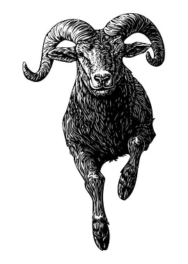 Aries Zodiac Sign – Leaping Ram Silhouette Illustration