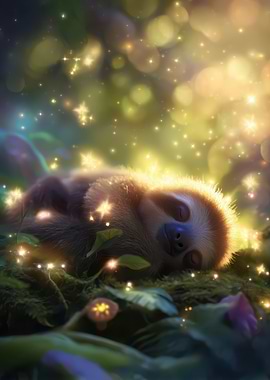 Sleeping Sloth in Enchanted Forest