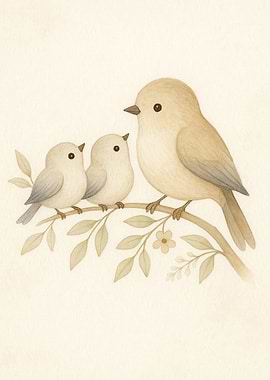 Mother Bird and Chicks