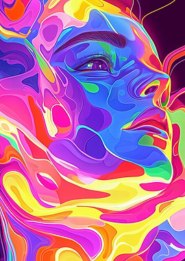 Abstract Colorful Portrait of Woman's Face