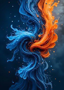 Abstract Blue and Orange Swirls