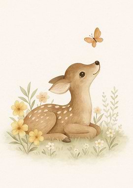 Cute Fawn Watercolor