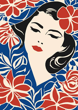 Woman in Floral Design