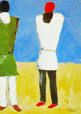 Two Figures in Landscape by Kazimir Malevich
