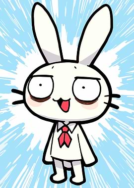 Excited Bunny in White Shirt