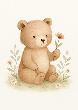 Cute Bear with Flower