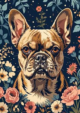 French Bulldog Floral Portrait
