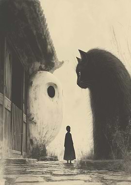 Giant Cat and Small Figure