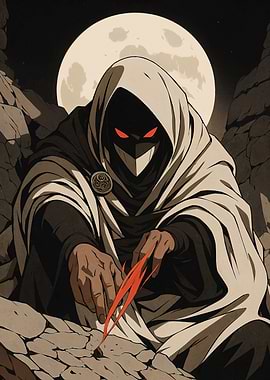 Masked Figure with Red Eyes