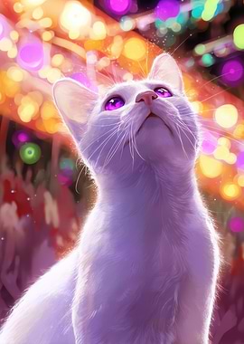 White Cat with Purple Eyes