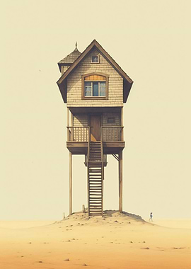 House on Stilts in Desert