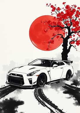Nissan GT-R with Cherry Blossom