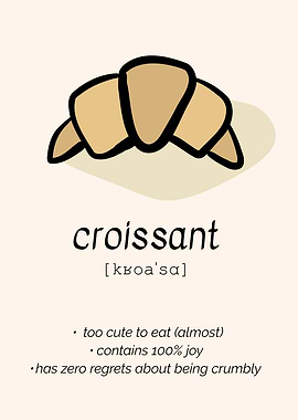 Cute Croissant Line-Art Info Illustration