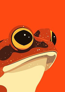Cute Tropical Frog Minimalist Art Illustration