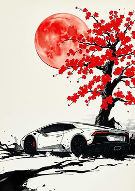 Lamborghini Huracan Under Cherry Blossoms