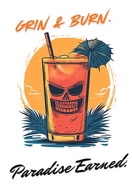 Grin & Burn Skull Drink Poster | Tropical Cocktail - Grin & Burn Cocktail