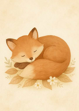 Sleeping Fox Illustration