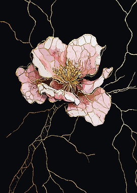 Pink Flower with Gold Veins