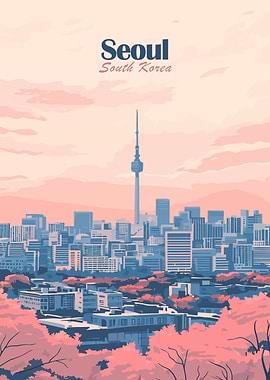 Seoul Skyline Illustration
