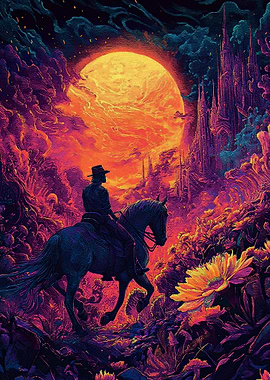 Lone Rider Surreal Landscape