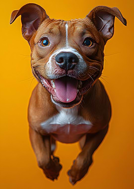 Happy Smiling Pit Bull Dog - Cute & Colorful Canine Portrait