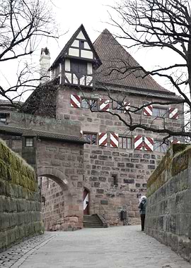 Medieval Stone Castle Entrance in Nuernberg