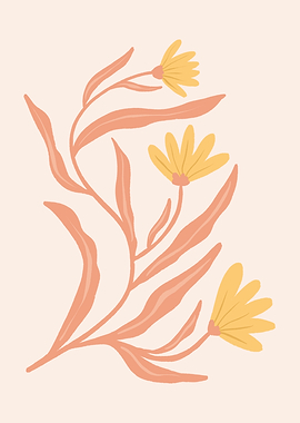Warm Floral Illustration in Pastels