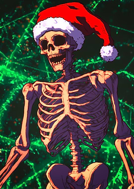 Skeleton in Santa Hat