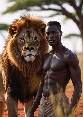 Black Man and Lion