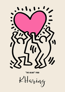 K. Haring Heart Print