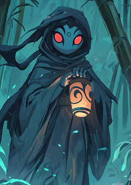 Masked Figure with Lantern