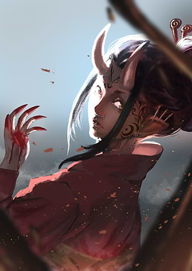 Demon Girl with Blood