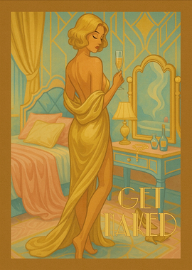 Get Naked Art Deco Poster