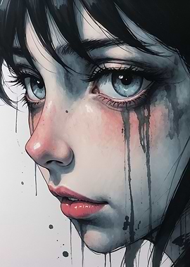 Anime Girl with Tears