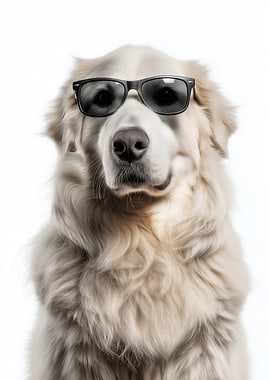 Cool Great Pyrenees Dog Wearing Sunglasses
