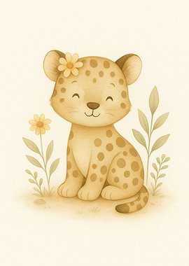Cute Leopard Cub Illustration