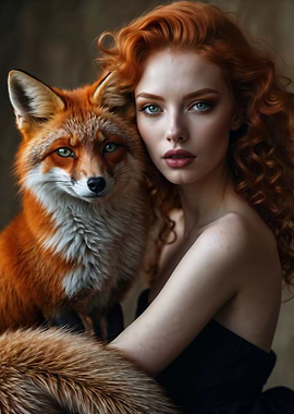 Redhead and Fox Portrait