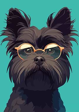 Cute Terrier Dog in Sunglasses Minimalist Art Illustration