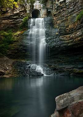 Waterfall in a Rocky Gorge