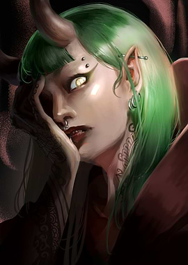 Green-Haired Demon Girl