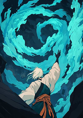 Anime Character with Blue Energy