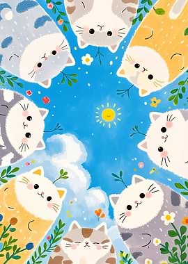 Cute Cats in the Sky