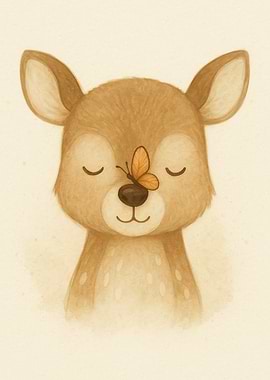 Cute Deer with Butterfly