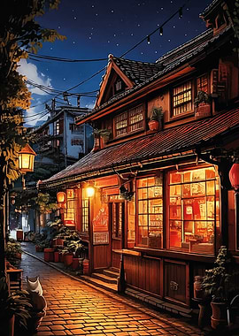 Japanese Street at Night