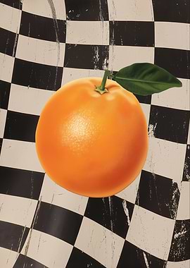 Orange on Checkered Board Kitchen
