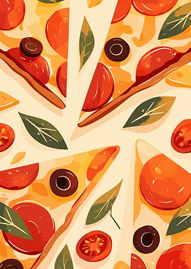 Pizza Slices Minimalist Art Illustration