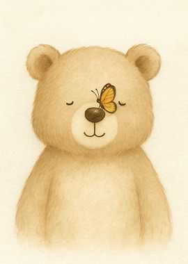 Smiling Bear with Butterfly