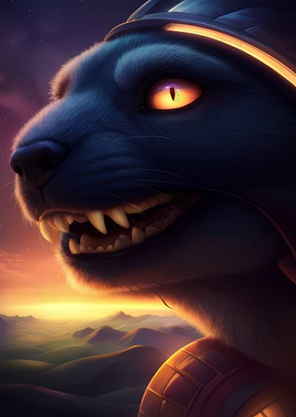 Feline Warrior at Sunset