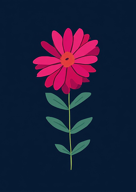 Pink Flower on Blue