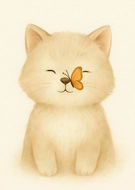 Cute Cat with Butterfly